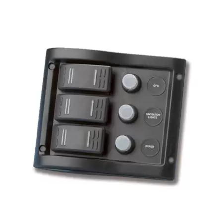 TREM Pannello Nero 3 interruttori realizzato in plastica ,completo di tre utenze