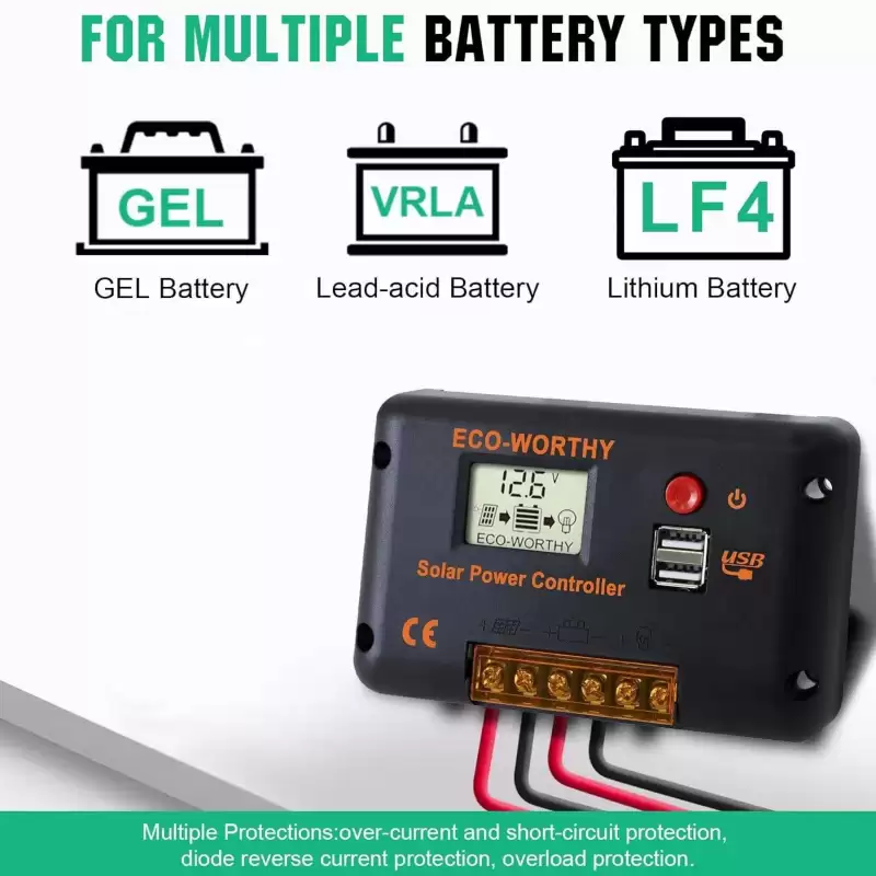 ECO-WORTHY 120W 12V Kit Pannello Solare Mono:120W Pannello Fotovoltaico e Regolatore di Carica Solare da 30 A, Cavo Solare da 5